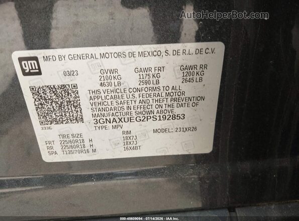 3GNAXUEG2PS192853 2023 CHEVROLET EQUINOX Black Вид підкапотного простору
