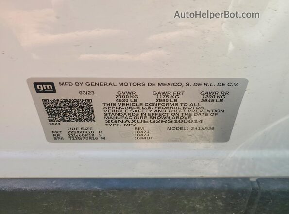 3GNAXUEG2RS100014 2024 CHEVROLET EQUINOX Black Widok naklejki z numerem VIN