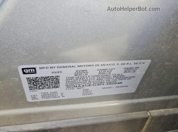 3GNAXUEG3PL182648 2023 CHEVROLET EQUINOX Серый Вид подкапотного пространства