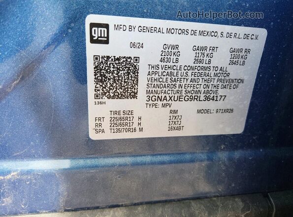 3GNAXUEG9RL364177 2024 CHEVROLET EQUINOX Blue Սալոնի 360 աստիճան տեսք