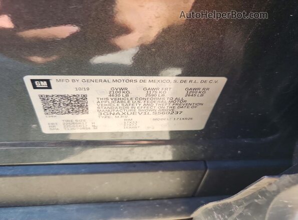 3GNAXUEV1LS560237 2020 CHEVROLET EQUINOX Black VIN sticker view