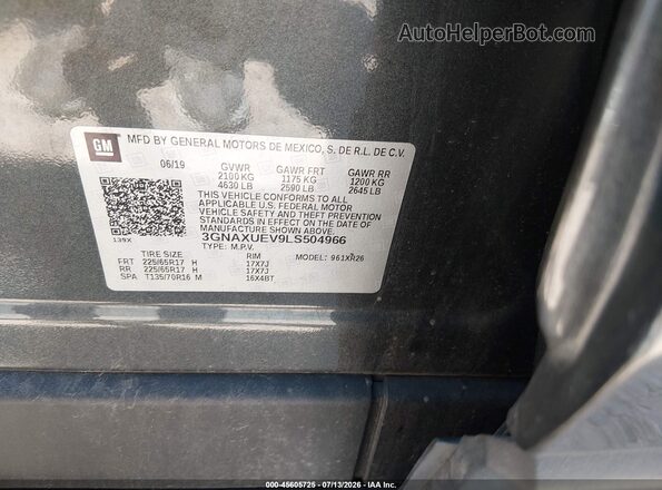 3GNAXUEV9LS504966 2020 CHEVROLET EQUINOX Черный Вид подкапотного пространства