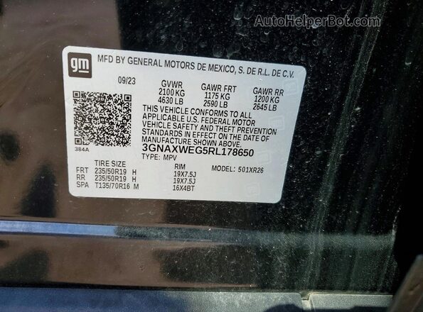 3GNAXWEG5RL178650 2024 CHEVROLET EQUINOX Black Вид наклейки з VIN-кодом