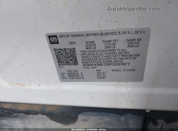 3GNAXWEG9PS193977 2023 CHEVROLET EQUINOX White Engine compartment view