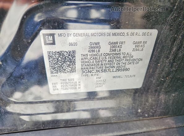 3GNCJKSB7LL295990 2020 CHEVROLET TRAX Черный Вид подкапотного пространства