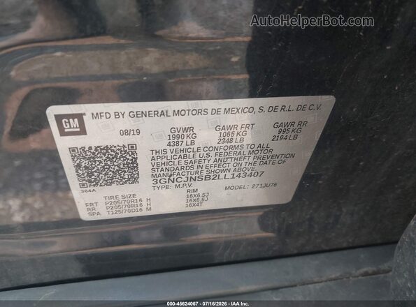 3GNCJNSB2LL143407 2020 CHEVROLET TRAX Black Widok komory silnika