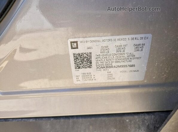 3GNKBBRA2MS557685 2021 CHEVROLET BLAZER Tan ძრავის განყოფილების ხედი