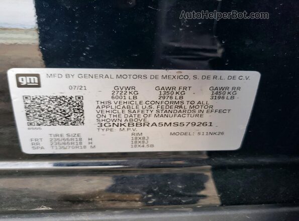 3GNKBBRA5MS579261 2021 CHEVROLET BLAZER Black Սալոնի 360 աստիճան տեսք