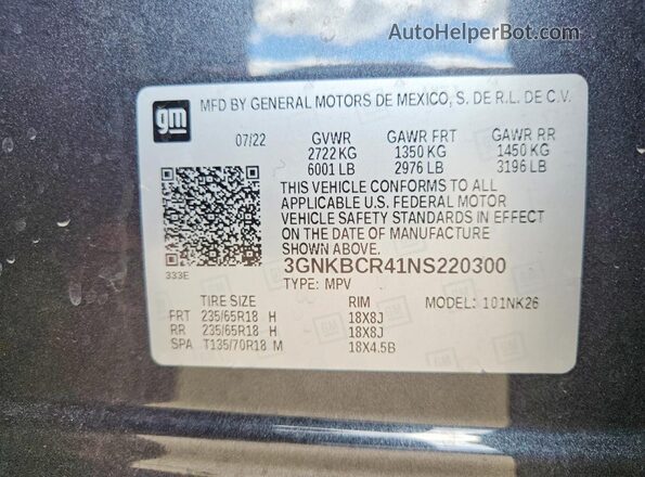 3GNKBCR41NS220300 2022 CHEVROLET BLAZER Black Vista del compartimento del motor