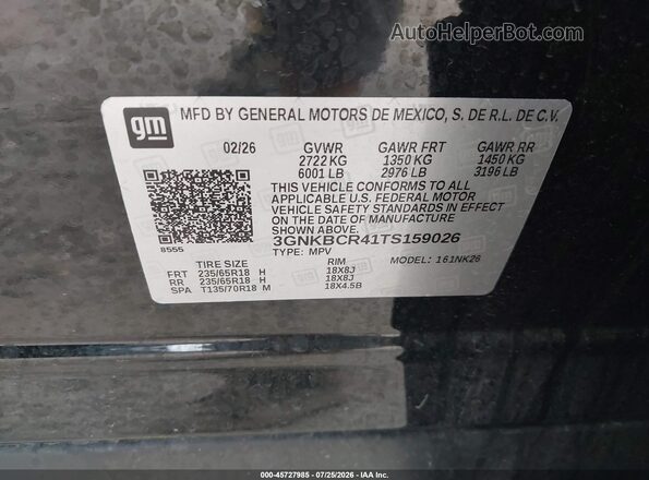 3GNKBCR41TS159026 2026 CHEVROLET BLAZER Черный Вид подкапотного пространства