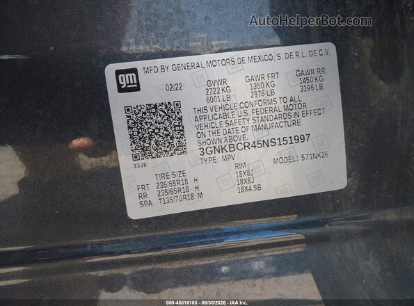3GNKBCR45NS151997 2022 CHEVROLET BLAZER Gray ძრავის განყოფილების ხედი