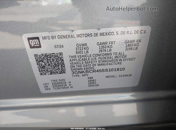 3GNKBCR45SS101810 2025 CHEVROLET BLAZER Gray Շարժիչի բաժամունքի տեսք