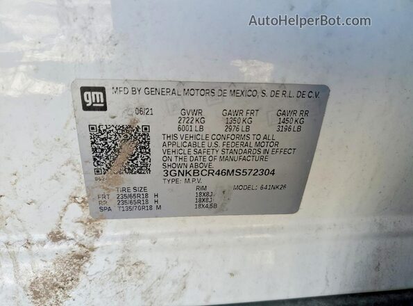 3GNKBCR46MS572304 2021 CHEVROLET BLAZER White Widok komory silnika
