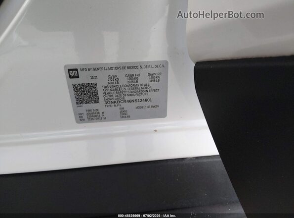 3GNKBCR46NS124601 2022 CHEVROLET BLAZER Белый Вид подкапотного пространства