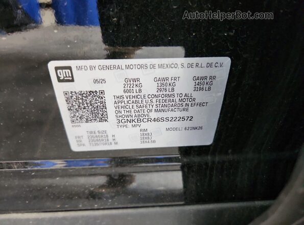 3GNKBCR46SS222572 2025 CHEVROLET BLAZER Black Панорамний вид салону 360°