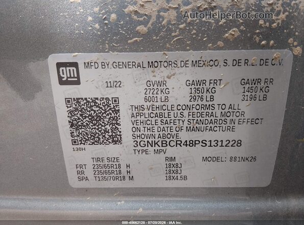 3GNKBCR48PS131228 2023 CHEVROLET BLAZER Silver ძრავის განყოფილების ხედი