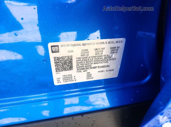 3GNKBCR48TS168161 2026 CHEVROLET BLAZER Blue ძრავის განყოფილების ხედი