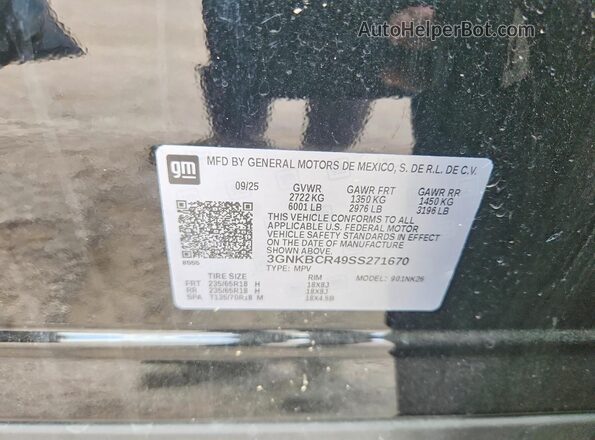 3GNKBCR49SS271670 2025 CHEVROLET BLAZER Black 360 interior view