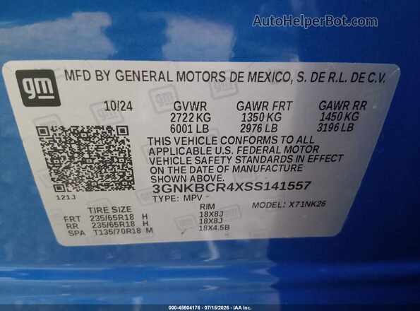3GNKBCR4XSS141557 2025 CHEVROLET BLAZER Black Вид підкапотного простору