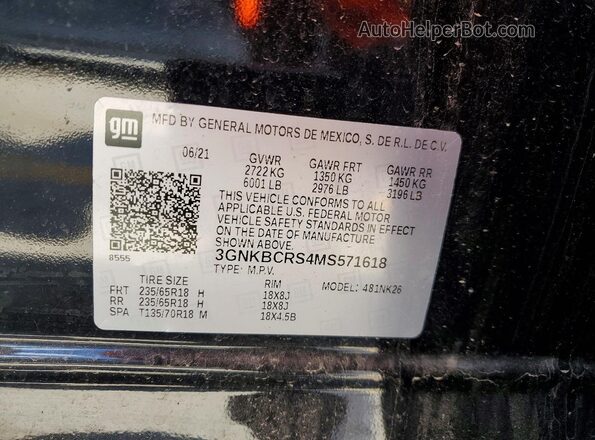 3GNKBCRS4MS571618 2021 CHEVROLET BLAZER Black Vista del compartimento del motor