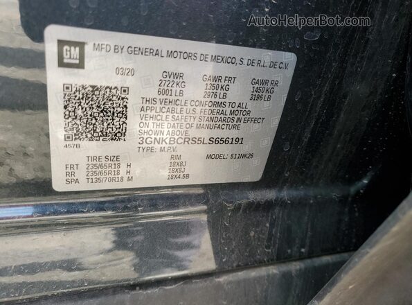 3GNKBCRS5LS656191 2020 CHEVROLET BLAZER Charcoal Vista interior de 360 grados