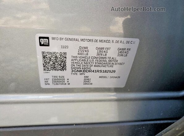 3GNKBDR41RS182529 2024 CHEVROLET BLAZER Gray ძრავის განყოფილების ხედი