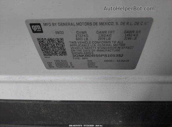 3GNKBDRS5PS105352 2023 CHEVROLET BLAZER White Widok komory silnika