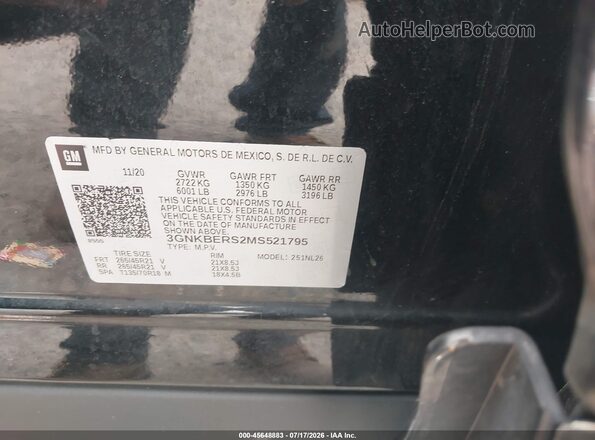 3GNKBERS2MS521795 2021 CHEVROLET BLAZER Black Engine compartment view