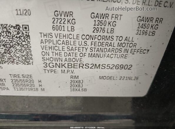 3GNKBERS2MS526902 2021 CHEVROLET BLAZER Black Vista del compartimento del motor