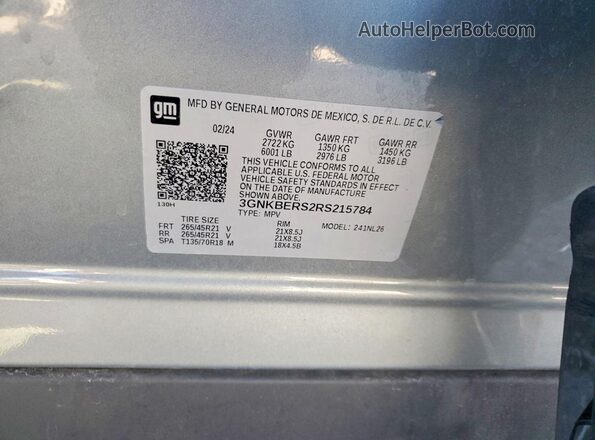 3GNKBERS2RS215784 2024 CHEVROLET BLAZER Gray სალონის 360-გრადუსიანი ხედი