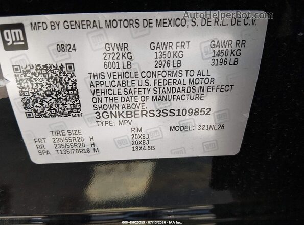 3GNKBERS3SS109852 2025 CHEVROLET BLAZER Черный Вид подкапотного пространства