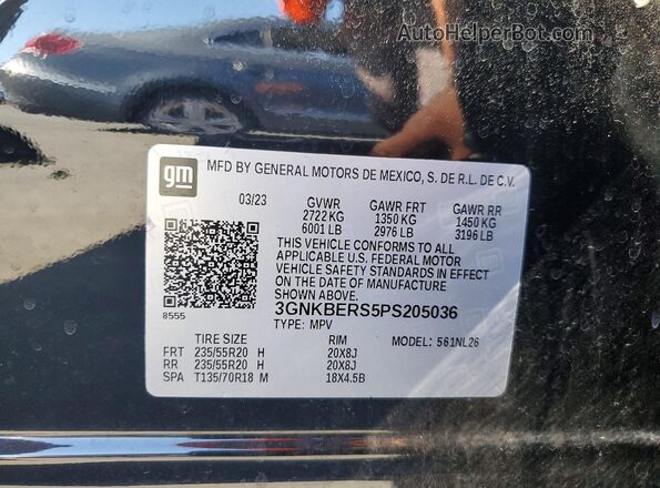 3GNKBERS5PS205036 2023 CHEVROLET BLAZER Black Widok naklejki z numerem VIN