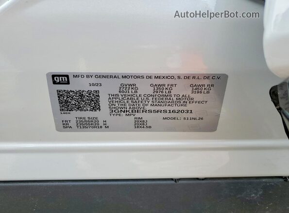 3GNKBERS5RS162031 2024 CHEVROLET BLAZER White Սալոնի 360 աստիճան տեսք