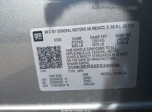 3GNKBERS5SS245934 2025 CHEVROLET BLAZER Silver Engine compartment view
