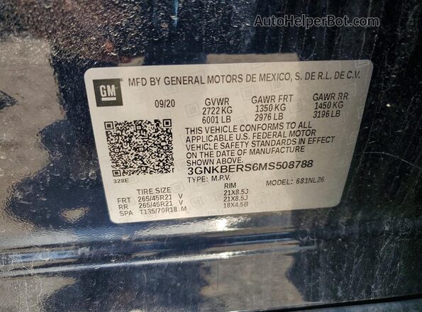 3GNKBERS6MS508788 2021 CHEVROLET BLAZER Blue Vista del compartimento del motor
