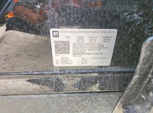 3GNKBERS9PS100774 2023 CHEVROLET BLAZER Черный Вид наклейки с VIN-кодом