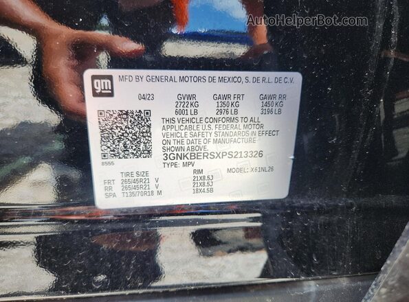 3GNKBERSXPS213326 2023 CHEVROLET BLAZER Black VIN sticker view
