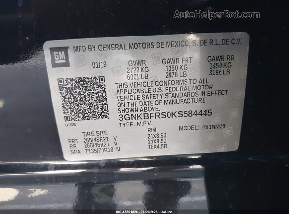 3GNKBFRS0KS584445 2019 CHEVROLET BLAZER Black Vista del compartimento del motor