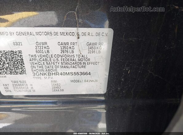 3GNKBHR40MS553664 2021 CHEVROLET BLAZER Gray Widok komory silnika