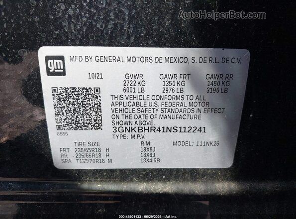 3GNKBHR41NS112241 2022 CHEVROLET BLAZER Black Vista del compartimento del motor