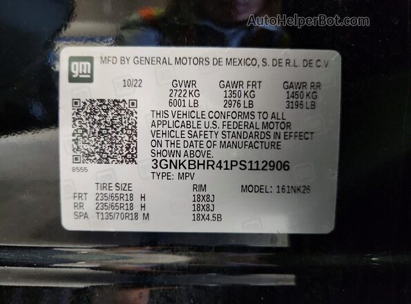 3GNKBHR41PS112906 2023 CHEVROLET BLAZER Black 360 interior view