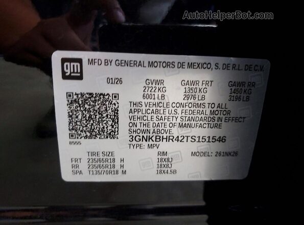 3GNKBHR42TS151546 2026 CHEVROLET BLAZER Black Engine compartment view