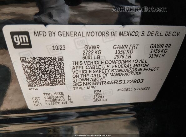 3GNKBHR45RS172903 2024 CHEVROLET BLAZER Black Вид підкапотного простору