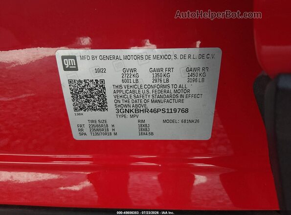 3GNKBHR46PS119768 2023 CHEVROLET BLAZER Red Widok komory silnika