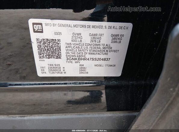 3GNKBHR47SS204837 2025 CHEVROLET BLAZER Black Vista del compartimento del motor
