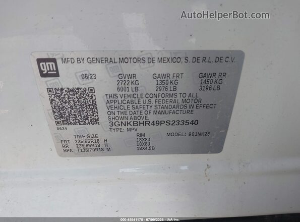 3GNKBHR49PS233540 2023 CHEVROLET BLAZER White Vista del compartimento del motor