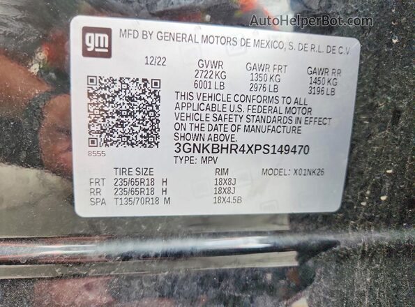 3GNKBHR4XPS149470 2023 CHEVROLET BLAZER Black Vista interior de 360 grados