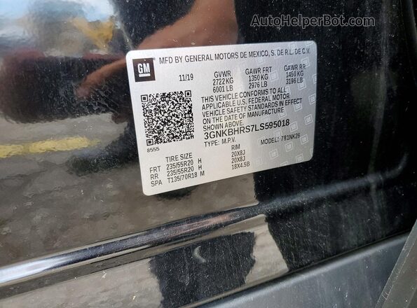 3GNKBHRS7LS595018 2020 CHEVROLET BLAZER Black VIN sticker view