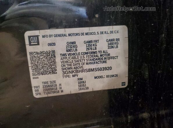 3GNKBHRS8MS503920 2021 CHEVROLET BLAZER Черный Вид подкапотного пространства