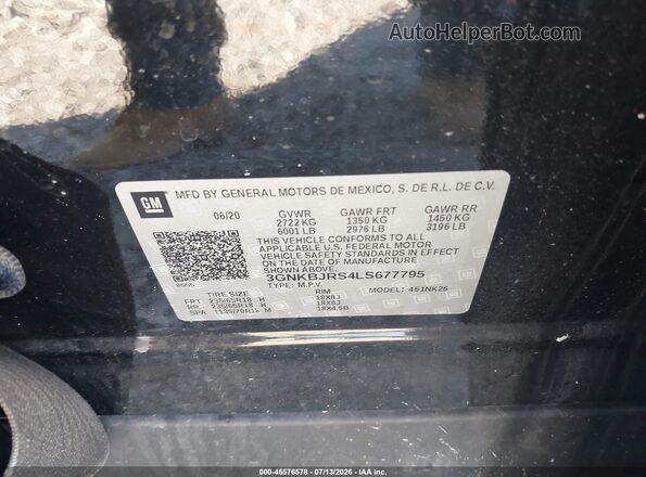 3GNKBJRS4LS677795 2020 CHEVROLET BLAZER Черный Вид подкапотного пространства